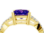 Princess Cut Tanzanite Solitaire Ring in Yellow gold with Interwoven Pavé Band and Prong Setting_4