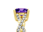Princess Cut Tanzanite Solitaire Ring in Yellow gold with Interwoven Pavé Band and Prong Setting_5