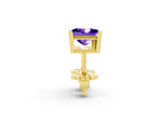 Princess Cut Tanzanite Stud Earrings in Yellow gold with Basket Setting_2