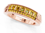 Princess Cut Yellow Sapphire Bar-Set Pavé Band in Rose gold with Grooved Edge Detailing_1
