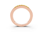 Princess Cut Yellow Sapphire Bar-Set Pavé Band in Rose gold with Grooved Edge Detailing_3