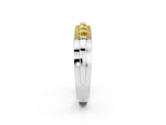 Princess Cut Yellow Sapphire Bar-Set Pavé Band in White gold with Grooved Edge Detailing_2