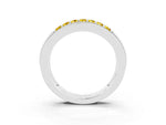 Princess Cut Yellow Sapphire Bar-Set Pavé Band in White gold with Grooved Edge Detailing_3