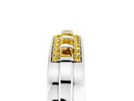 Princess Cut Yellow Sapphire Bar-Set Pavé Band in White gold with Grooved Edge Detailing_5