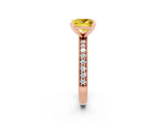 Princess Cut Yellow Sapphire Milgrain Pavé Engagement Ring in Rose gold with Prong Setting_2