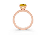 Princess Cut Yellow Sapphire Milgrain Pavé Engagement Ring in Rose gold with Prong Setting_3