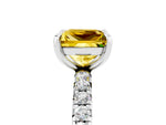 Princess Cut Yellow Sapphire Pavé Solitaire Ring in White gold with Round Pavé Band and Prong Setting_5