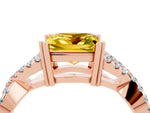 Princess Cut Yellow Sapphire Solitaire Ring in Rose gold with Interwoven Pavé Band and Prong Setting_4