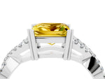 Princess Cut Yellow Sapphire Solitaire Ring in Silver with Interwoven Pavé Band and Prong Setting_10