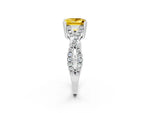 Princess Cut Yellow Sapphire Solitaire Ring in Silver with Interwoven Pavé Band and Prong Setting_8