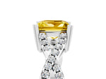 Princess Cut Yellow Sapphire Solitaire Ring in White gold with Interwoven Pavé Band and Prong Setting_5