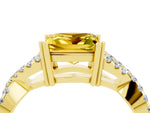 Princess Cut Yellow Sapphire Solitaire Ring in Yellow gold with Interwoven Pavé Band and Prong Setting_4