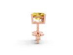 Princess Cut Yellow Sapphire Stud Earrings in Rose gold with Basket Setting_2