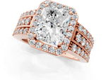 Radiant Cut Diamond Halo Engagement Ring in Rose gold with Triple-Row Round Band_19