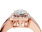 Radiant Cut Diamond Halo Engagement Ring in Rose gold with Triple-Row Round Band_22