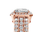 Radiant Cut Diamond Halo Engagement Ring in Rose gold with Triple-Row Round Band_23