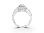 Radiant Cut Diamond Halo Engagement Ring in White gold with Triple-Row Round Band_21