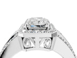 Radiant Cut Diamond Halo Engagement Ring in White gold with Triple-Row Round Band_22