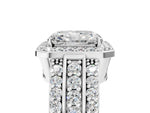 Radiant Cut Diamond Halo Engagement Ring in White gold with Triple-Row Round Band_23