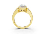 Radiant Cut Diamond Halo Engagement Ring in Yellow gold with Triple-Row Round Band_21