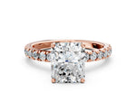 Radiant Cut Diamond Hidden Halo Engagement Ring in Rose gold with Round Pavé Band_18