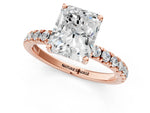Radiant Cut Diamond Hidden Halo Engagement Ring in Rose gold with Round Pavé Band_19