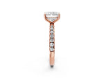 Radiant Cut Diamond Hidden Halo Engagement Ring in Rose gold with Round Pavé Band_20