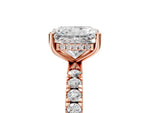 Radiant Cut Diamond Hidden Halo Engagement Ring in Rose gold with Round Pavé Band_23