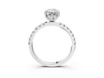 Radiant Cut Diamond Hidden Halo Engagement Ring in White gold with Round Pavé Band_21