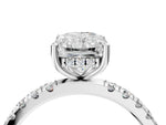 Radiant Cut Diamond Hidden Halo Engagement Ring in White gold with Round Pavé Band_22