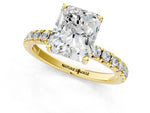 Radiant Cut Diamond Hidden Halo Engagement Ring in Yellow gold with Round Pavé Band_19