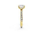 Radiant Cut Diamond Hidden Halo Engagement Ring in Yellow gold with Round Pavé Band_20