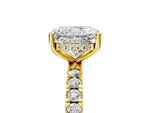 Radiant Cut Diamond Hidden Halo Engagement Ring in Yellow gold with Round Pavé Band_23