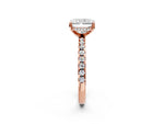 Radiant Cut Diamond Hidden Halo Solitaire Ring in Rose gold with Round Pavé Band and Prong Setting_38
