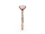 Radiant Cut Diamond Hidden Halo Solitaire Ring in Rose gold with Round Pavé Band and Prong Setting_62