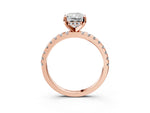 Radiant Cut Diamond Hidden Halo Solitaire Ring in Rose gold with Round Pavé Band and Prong Setting_63