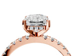 Radiant Cut Diamond Hidden Halo Solitaire Ring in Rose gold with Round Pavé Band and Prong Setting_64