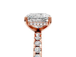 Radiant Cut Diamond Hidden Halo Solitaire Ring in Rose gold with Round Pavé Band and Prong Setting_65