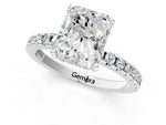 Radiant Cut Diamond Hidden Halo Solitaire Ring in White gold with Round Pavé Band and Prong Setting_37