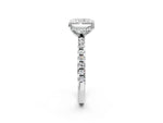 Radiant Cut Diamond Hidden Halo Solitaire Ring in White gold with Round Pavé Band and Prong Setting_38
