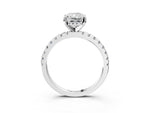 Radiant Cut Diamond Hidden Halo Solitaire Ring in White gold with Round Pavé Band and Prong Setting_39