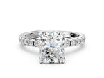 Radiant Cut Diamond Hidden Halo Solitaire Ring in White gold with Round Pavé Band and Prong Setting_60