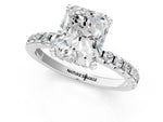 Radiant Cut Diamond Hidden Halo Solitaire Ring in White gold with Round Pavé Band and Prong Setting_61