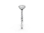 Radiant Cut Diamond Hidden Halo Solitaire Ring in White gold with Round Pavé Band and Prong Setting_62