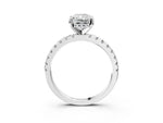 Radiant Cut Diamond Hidden Halo Solitaire Ring in White gold with Round Pavé Band and Prong Setting_63