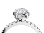 Radiant Cut Diamond Hidden Halo Solitaire Ring in White gold with Round Pavé Band and Prong Setting_64