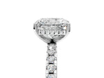 Radiant Cut Diamond Hidden Halo Solitaire Ring in White gold with Round Pavé Band and Prong Setting_65