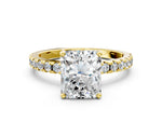 Radiant Cut Diamond Hidden Halo Solitaire Ring in Yellow gold with Round Pavé Band and Prong Setting_24