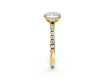 Radiant Cut Diamond Hidden Halo Solitaire Ring in Yellow gold with Round Pavé Band and Prong Setting_26