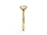 Radiant Cut Diamond Hidden Halo Solitaire Ring in Yellow gold with Round Pavé Band and Prong Setting_50